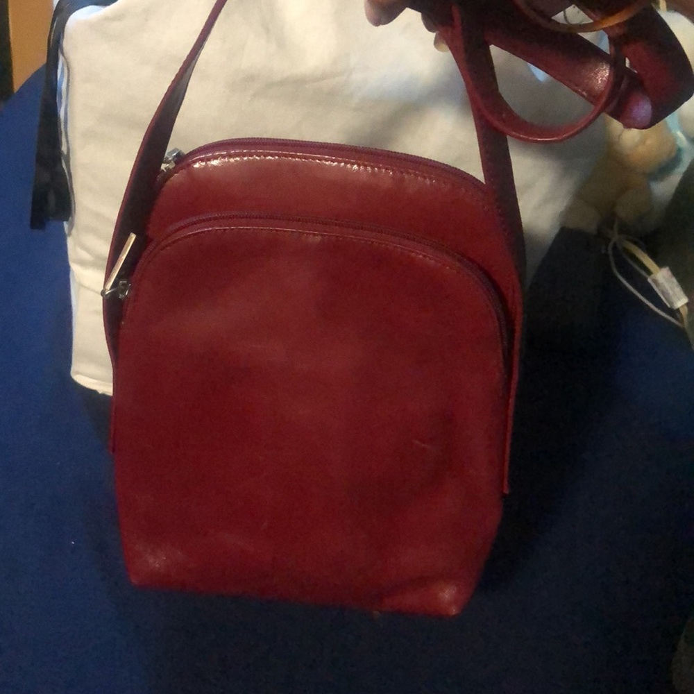 Red hobo patent leather cross body bag